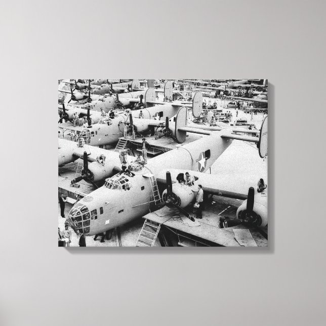 Impressão Em Tela Linha de montagem do bombardeiro B-24, 1943 (Frente)