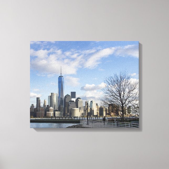 Impressão Em Tela Linha inferior de Manhattan com Triptych de Farol (Frente)