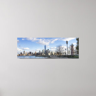 Impressão Em Tela Linha inferior de Manhattan com Triptych de Farol