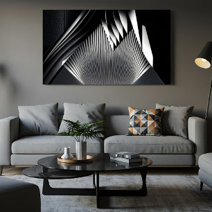 Impressão Em Tela Linhas Abstratas Modernas Arquitetura 3D