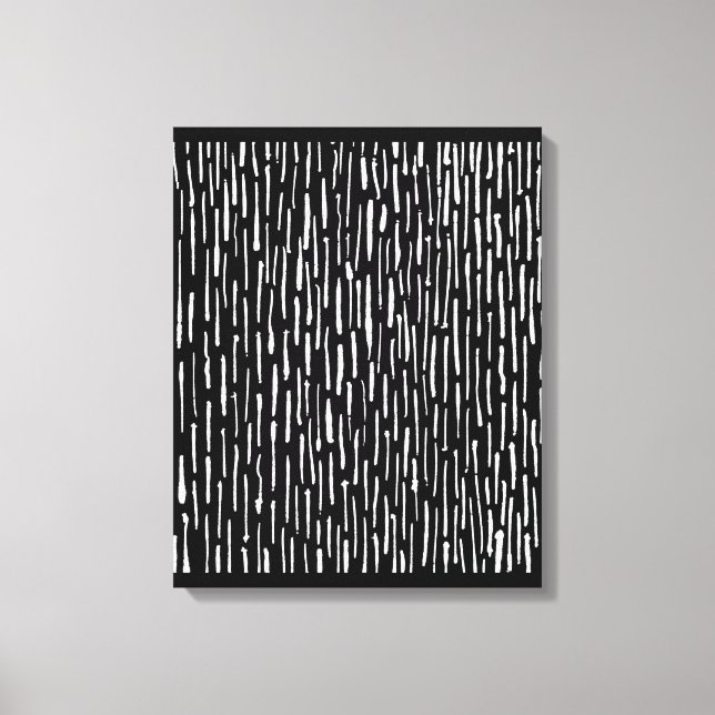 Impressão Em Tela Linhas Tinta - Branco em Preto (Frente)