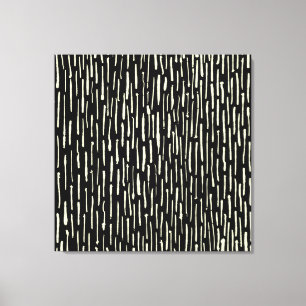 Impressão Em Tela Linhas Tintas - Creme sobre Preto