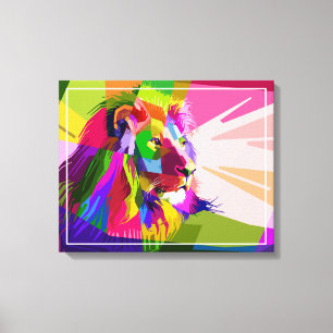 Impressão Em Tela Lion Colorful Pop Prismatic Art Design-62501