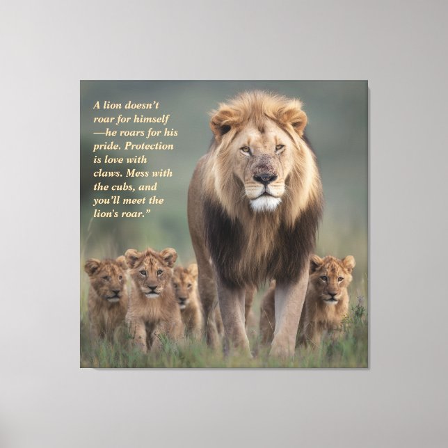 Impressão Em Tela Lion Wall Art - Força, Proteção e Proteção (Frente)