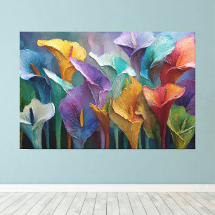 Impressão Em Tela Lírios Arte Abstrata Texturizada para Parede