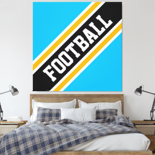 Impressão Em Tela Listras de Futebol Laranja Preto Azul Céu Claro