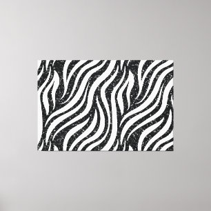 Impressão Em Tela Listras de Zebra Brilho Preto Animal Selvagem Chic