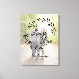 Impressão Em Tela Live Laugh Love Photo and Family Name