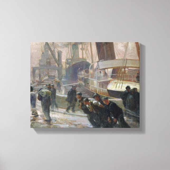 Impressão Em Tela Liverpool Dockers no Dawn, 1903 (Frente)