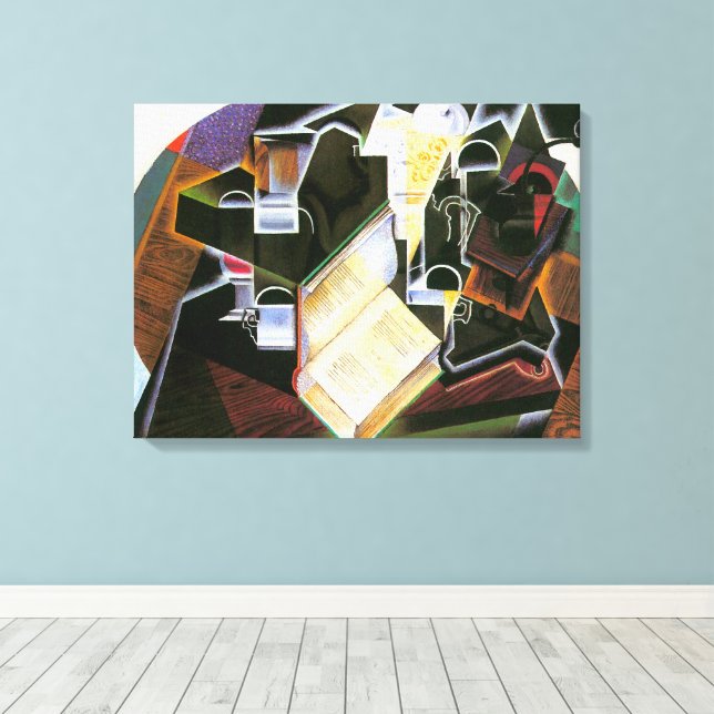 Impressão Em Tela Livro, Pipe e Óculos, Juan Gris, Cubismo Vintage (Insitu(piso de madeira))