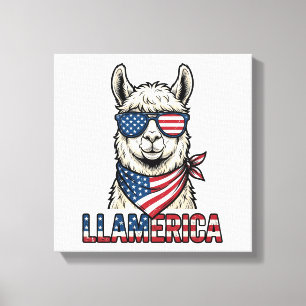 Impressão Em Tela Llamerica Llama Patriótico Design Vetorial Vintage