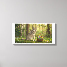 Impressão Em Tela Lobo da Páscoa 