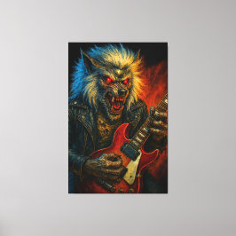 Impressão Em Tela Lobo de Metal Pesado tocando Violão