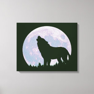 Impressão Em Tela Lobo e lua