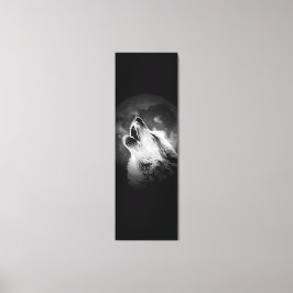Impressão Em Tela Lobo e Lua de Howling Preto e Branco