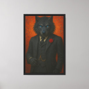 Impressão Em Tela Lobo Escuro na Arte Negra