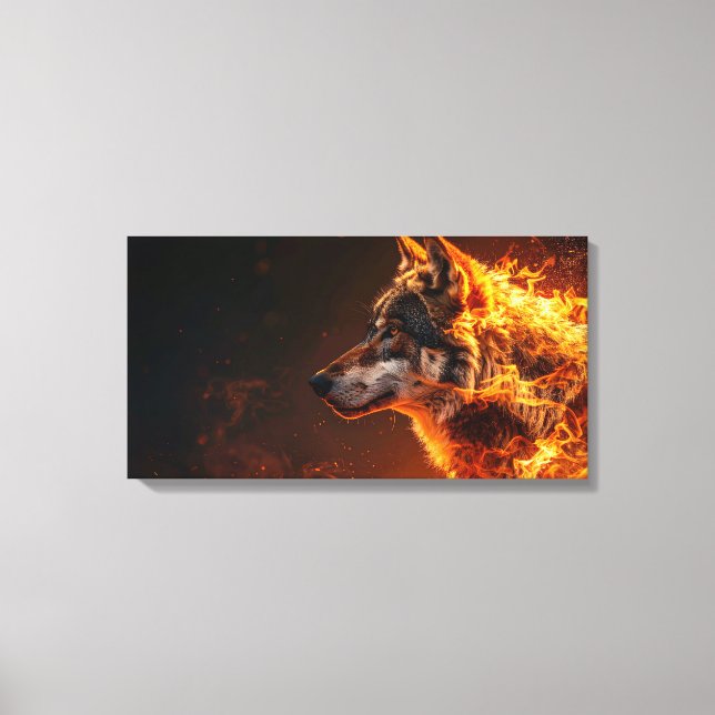 Impressão Em Tela Lobo flamejante (Frente)