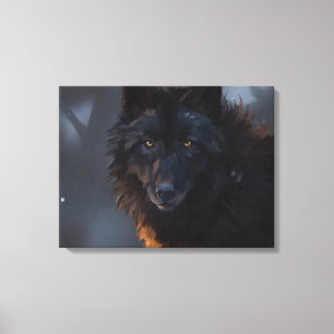 Impressão Em Tela Lobo negro