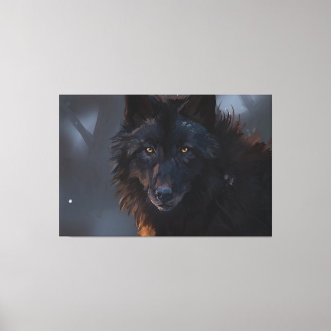 Impressão Em Tela Lobo negro (Frente)