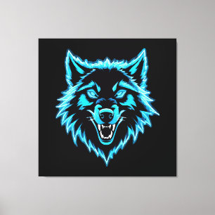 Impressão Em Tela Lobo Neon