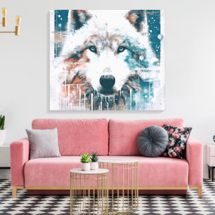 Impressão Em Tela Lobo Polar 3D