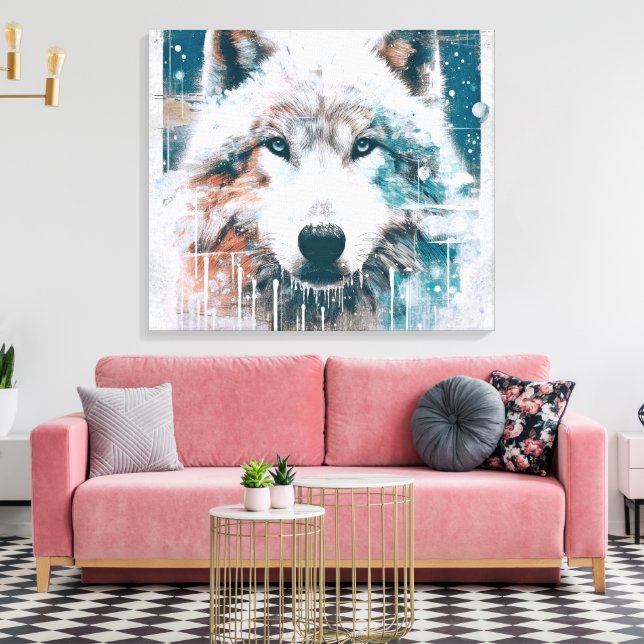 Impressão Em Tela Lobo Polar 3D (Insitu(Sala de estar))