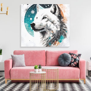 Impressão Em Tela Lobo Polar 3D