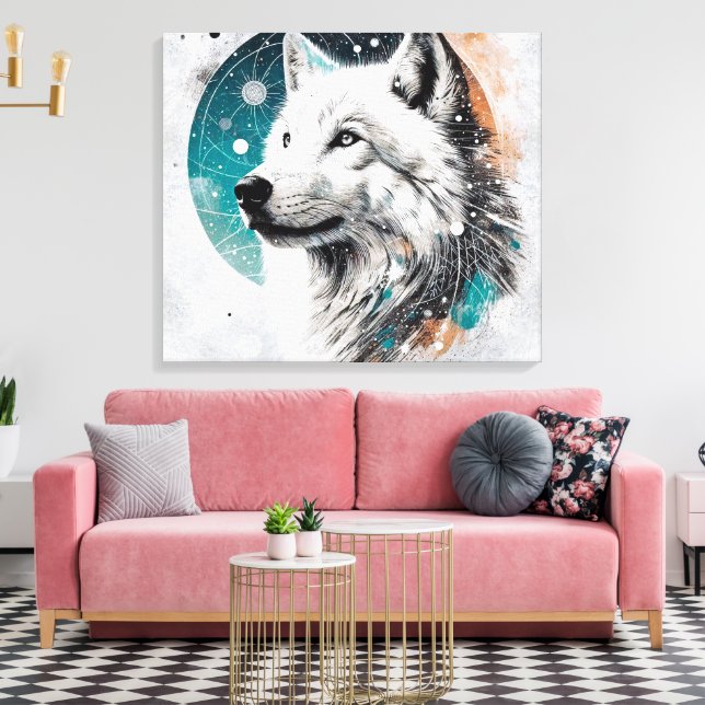 Impressão Em Tela Lobo Polar 3D (Insitu(Sala de estar))