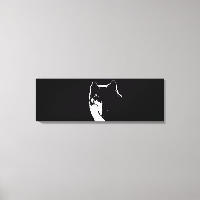 Impressão Em Tela Lobo Pop de Arte Preto e Branco (Frente)