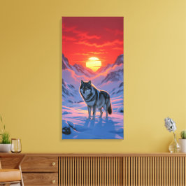 Impressão Em Tela Lobo Solitário Contra o Pôr do Sol