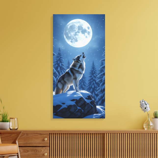 Impressão Em Tela Lobo Uivando  (Insitu(Sala de estar))