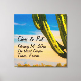 Impressão Em Tela Localização da Data do Casamento do Cacto Saguaro