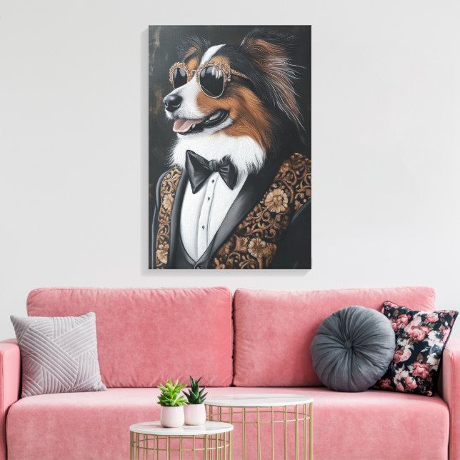 Impressão Em Tela Lóculos de sol legal Shetland Sheepdog | Sheltie (Insitu(Sala de estar))