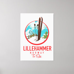 Impressão Em Tela logotipo de esqui de Lillehammer Noruega