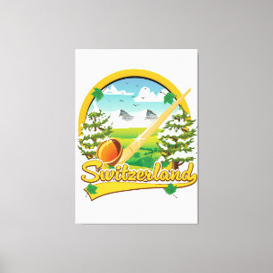 Impressão Em Tela logotipo de viagem retrô alphorn da Suíça