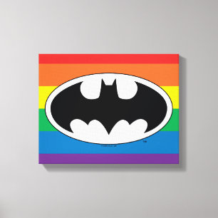 Impressão Em Tela Logotipo do Batman Rainbow