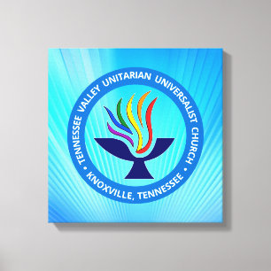 Impressão Em Tela Logotipo do Chalice TVUUC no fundo dos Raios Azuis