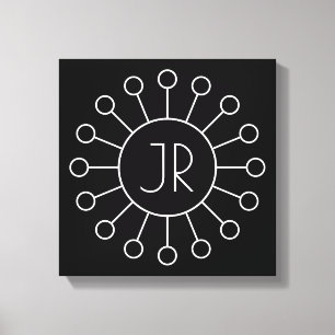 Impressão Em Tela Logotipo Monograma Estilo Vintage Legal Preto e