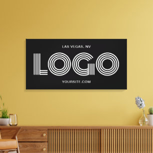 Impressão Em Tela Logotipo Retangular Moderno Preto e Branco Promo