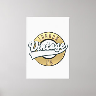 Impressão Em Tela Logotipo retrô Londres Vintage UK.