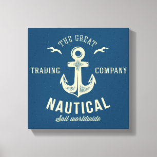 Impressão Em Tela Logotipo retro náutico