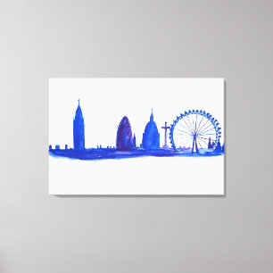 Impressão Em Tela London England Art Bridge Skyline Vintage