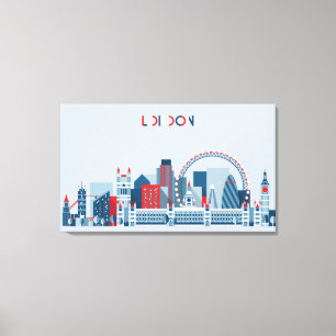 Impressão Em Tela Londres, Inglaterra skyline vermelha, branca e
