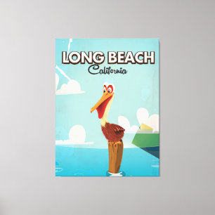 Impressão Em Tela Long Beach Califórnia Pelicano vintage viagem