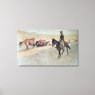 Impressão Em Tela Longhorns de arrasto de Texas (óleo em canvas)