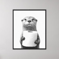 Lontra Estoica Segurando Rolo de Papel Higiênico P
