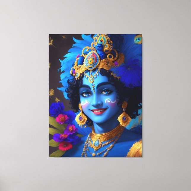 Impressão Em Tela Lorde Shri Krishna Hindu Deity AI Gerado (Frente)