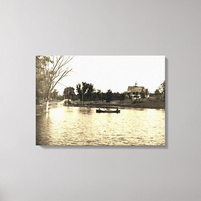 Impressão Em Tela Lords Park Elgin Illinois Lagoon Pavillion de 1890 (Frente)