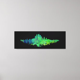 Impressão Em Tela Los Angeles City Skyline - Verde limão Azul