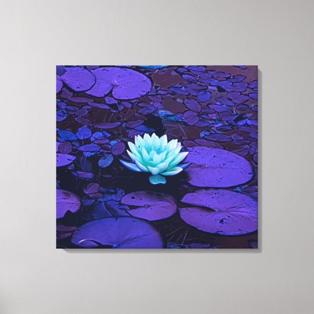 Impressão Em Tela Lotus Flower Turquoise Purple Pond Zen (Frente)